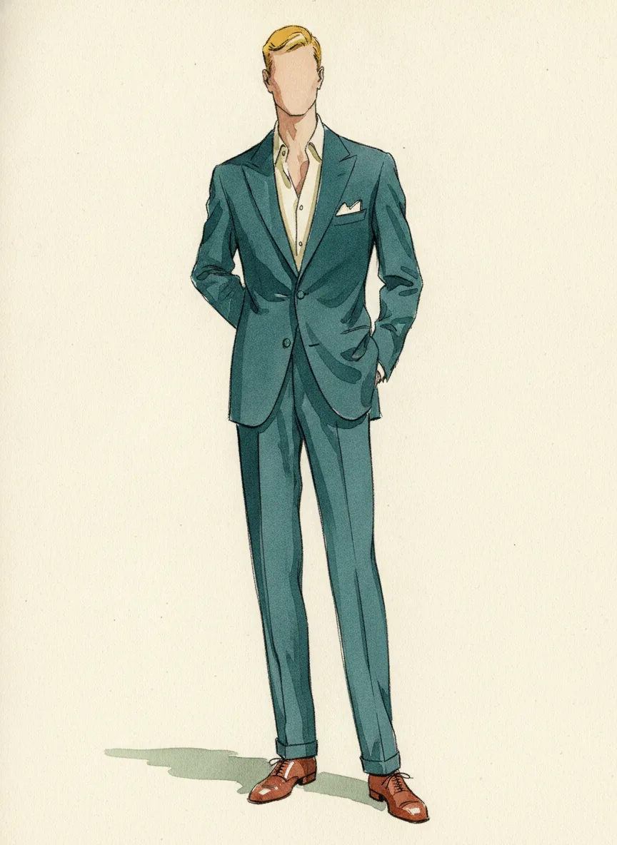 A deep teal suit