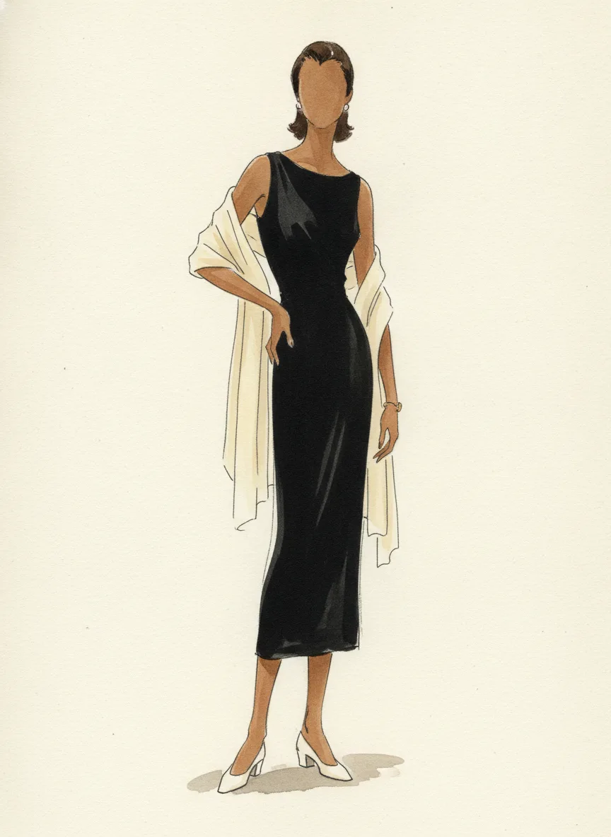 A simple black midi dress with a wrap