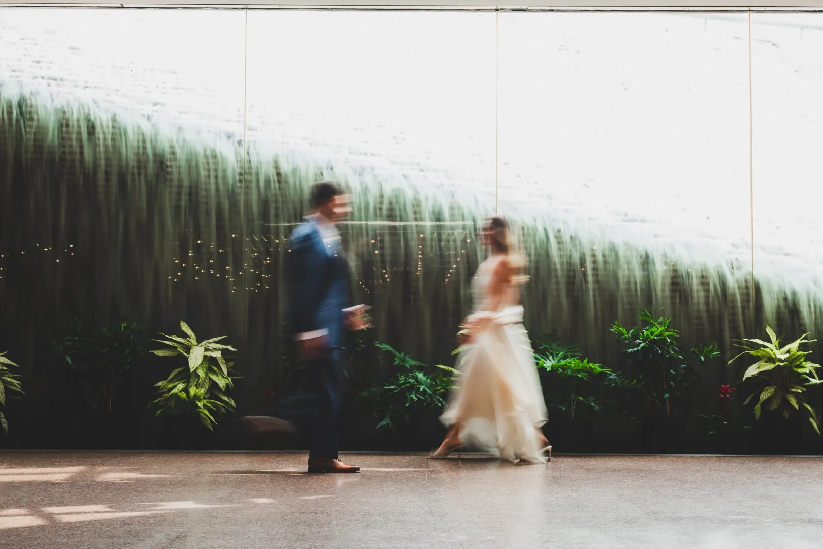 Passing the cascade wall, caught in motion